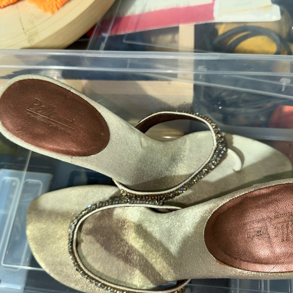 Bally Gold Women's Sandals with Rhinestone Detail